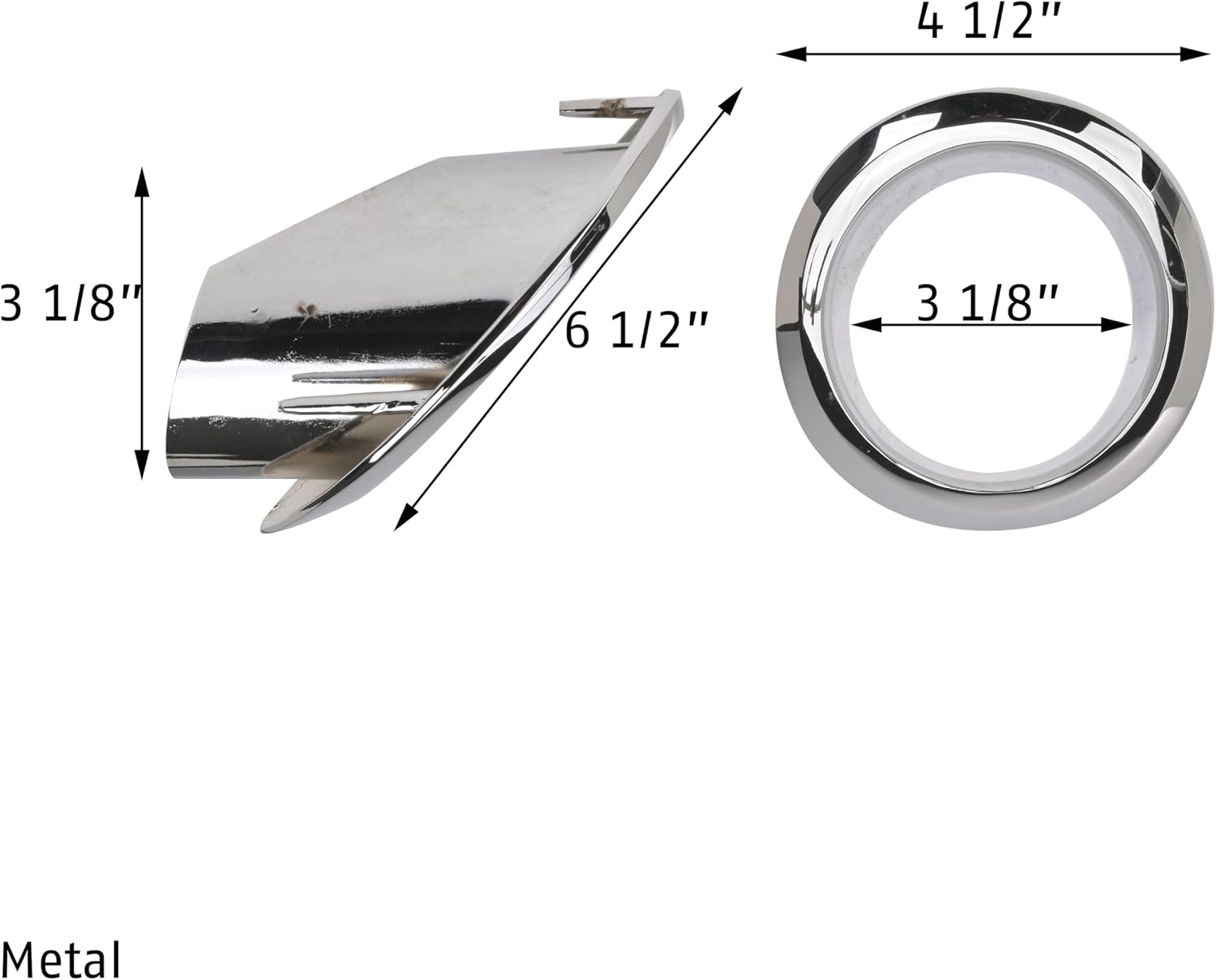 1966-1967 Corvette RH Exhaust Extension Surround Chrome Bezel OE Reference Part Number 3872786