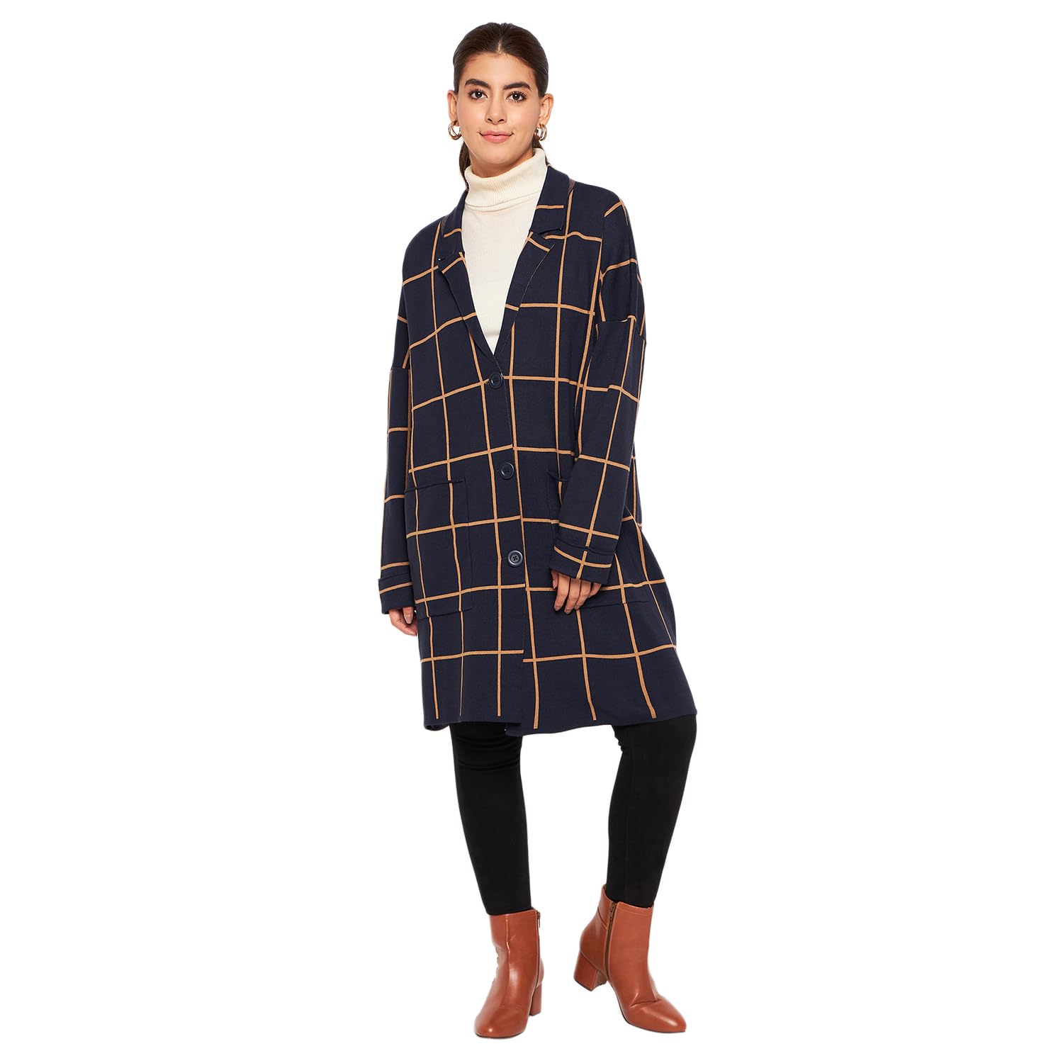 camey Womens Woollen Collared Coat Cardigan with 2 front pockets-picture-41