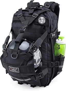 Motorcycle Helmet Backpack Skull Style Large Capacity Waterproof Motorbike Helmet Storage Bag for Man Cycling Travel Backpack Motorcycle Gear Black
