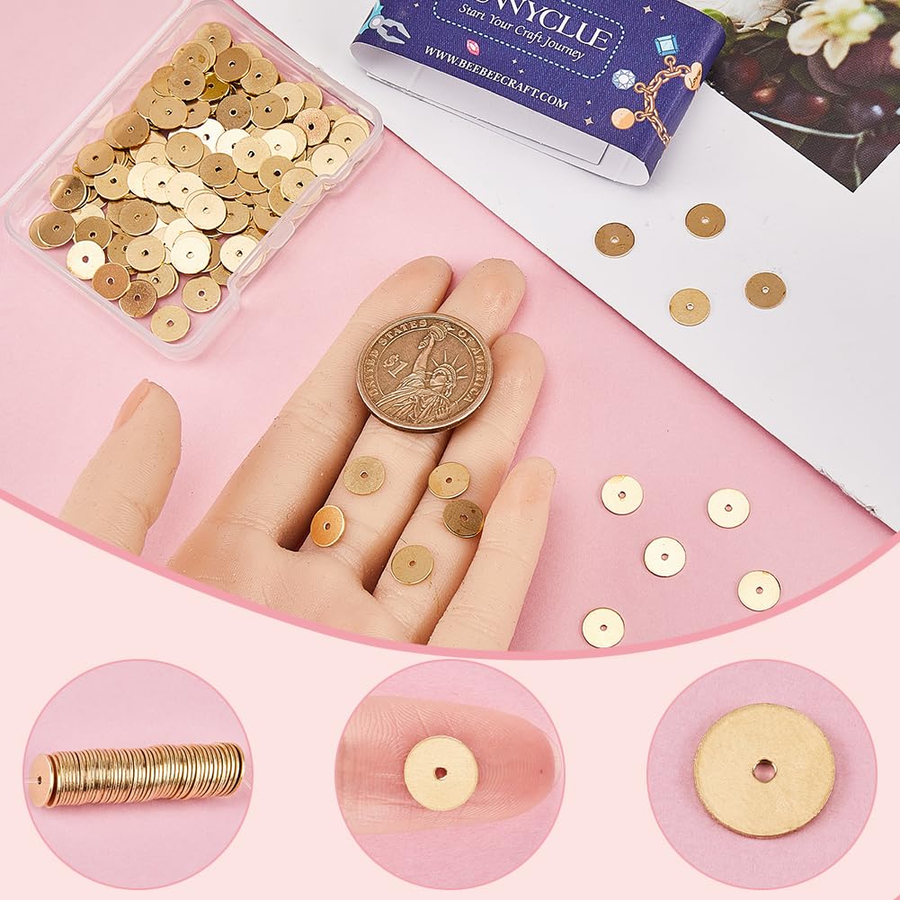 SUNNYCLUE 1 Boîte De 400 Perles Heishi En Laiton Plaqué Or 18 Carats De