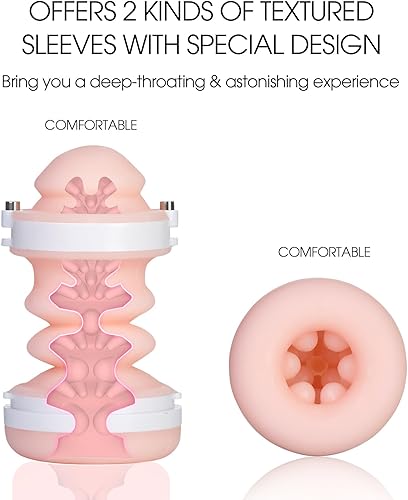 Vista 3 de Automatic Male Masturbators Cup - Hands Free Visible Masturbator Cup Blowjob Machine with 10 Thrusting & 2 Realistic Sleeves & Wearable Strap Adult