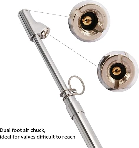 Miniatura 3 de Measureman Calibre de neumáticos de camión de doble cabezal resistente, 2 piezas, cuerpo de latón macizo, tobogán de aluminio, con gancho, rango de