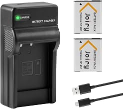 2 x NP-BN1 Replacement Battery and Charger Compatible with Sony Cyber-Shot DSC-QX10 DSC-QX30 DSC-QX100 DSC-TF1 DSC-TX10 DSC-TX20 DSC-TX30 DSC-W530 DSC-W570 DSC-W650 DSC-W800 DSC-W800 DSC-C-W570 DSC-W650 DSC-W800 DSC-C-W800 W830 Digital Cameras