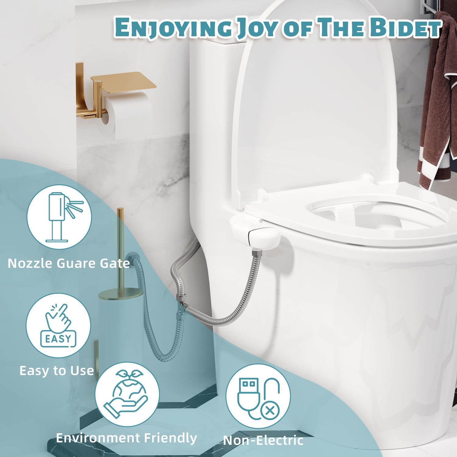 AZYM Bidet Attachment,Non-Electric Ultra-Slim Bidet Attachment for Toilet Seat,Adjustable Water Pressure,Posterior&Feminine Wash(Retractable Dual Nozzles),Self Cleaning Water Sprayer
