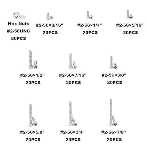 Miniatura 2 de #2-56 UNC Kit surtido de tornillos de cabeza hexagonal de acero inoxidable
