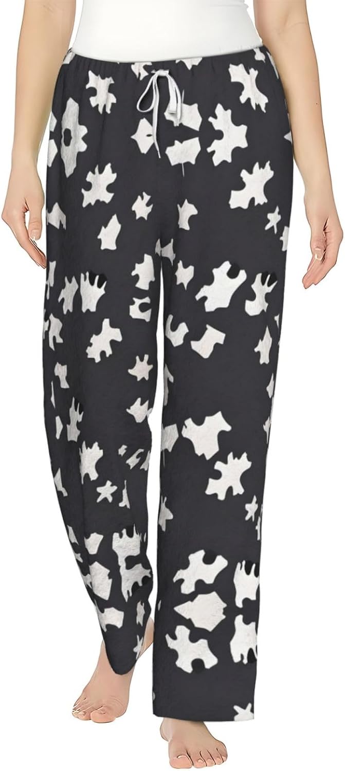 Cow Print Print Cozy Women'S Flannel Pajama Pants,Perfect For Christmas And Everyday Comfort