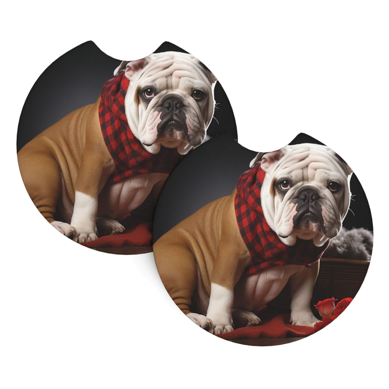 2 Pack Car Coaster for Cup Holders Lover Bulldog Car Cup Coaster 2.7" Neoprene Non-Slip Automotive Cup Mat Universal Auto Car Interior Accessories for Women Men Cup Pad