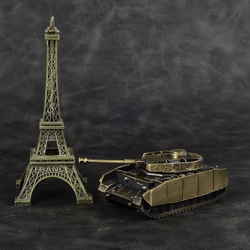 German WWII Panzer IV Ausf. H Tank Metal Model Die-Cast Model Furniture for Display (Bronze)
