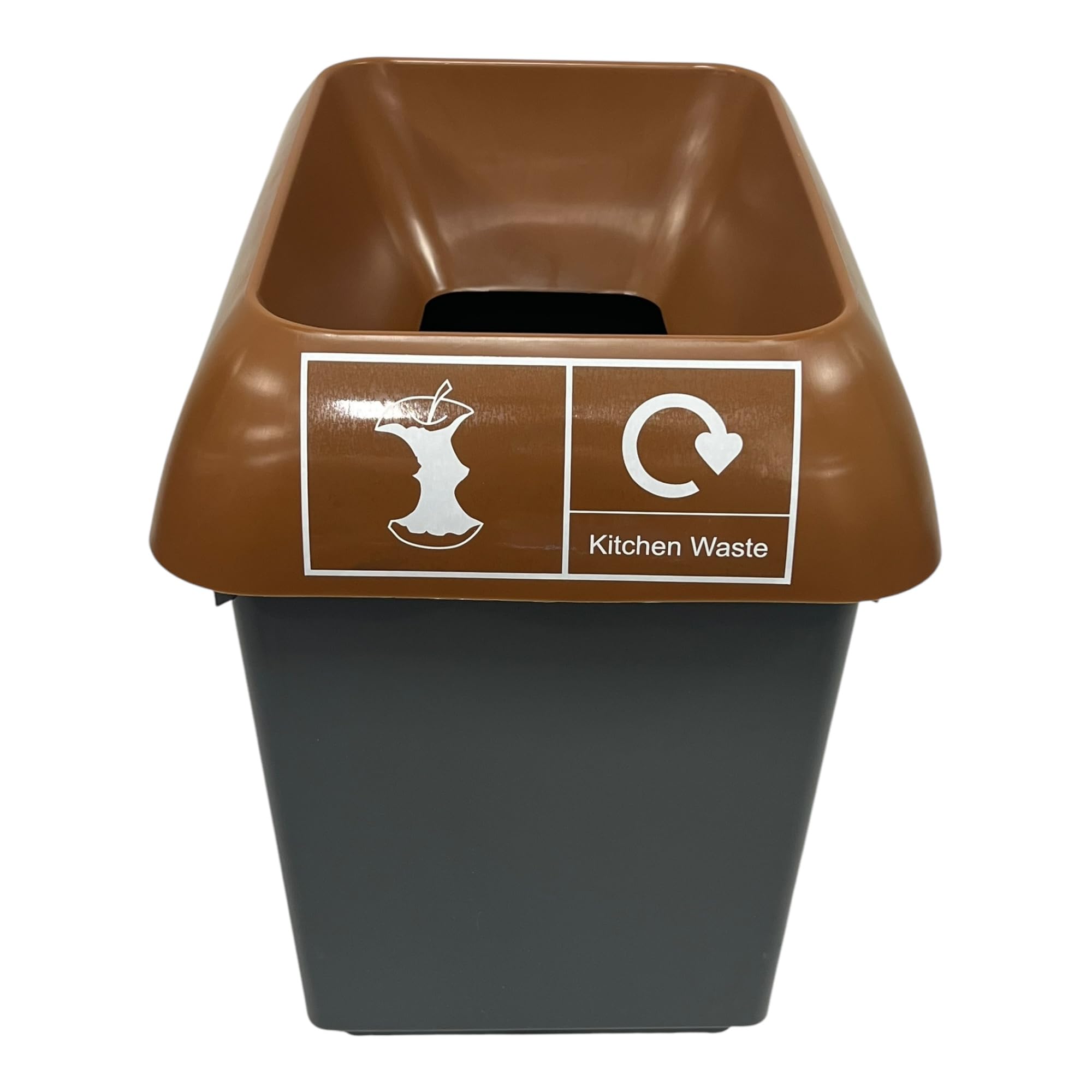 Chabrias 30 Litre Brown Lid & Food Waste Logo Recycling Bin – UK Made 100% Recycled Plastic Colour Coded Simpler Recycling Options — image 1