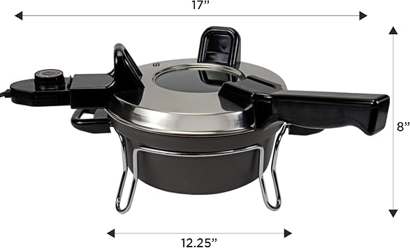 Total Chef Czech Cooker Electric Oven One-Pot Multicooker Non-Stick Mini-Oven with View-through Lid Portable All In One Cooking Perfect for Dorm Rooms, Cottages, RVs, and Everyday Kitchen Use