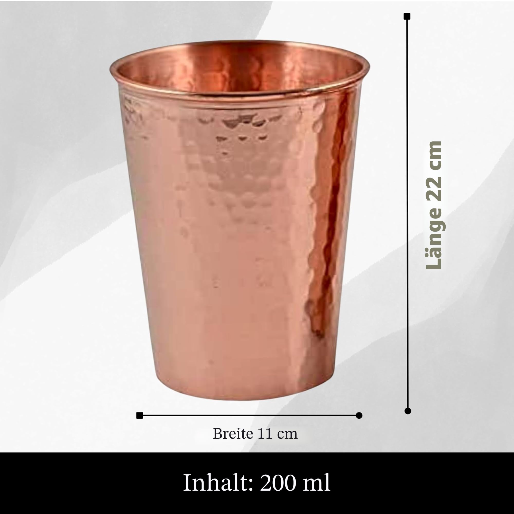 Wasserspender aus reinem Kupfer, 8 l Fassungsvermögen, gehämmerte Oberfläche, ayurvedische gesundheitliche Vorteile, inklusive 2 passenden Trinkgläsern und 1 Kupferflasche, handgefertigtes