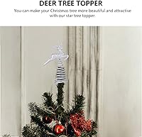 Vista 3 de VALICLUD 5.5-Inch Gold Glittered Christmas Tree Topper 3D Glitter Reindeer Silver Tree Topper for Christmas Tree Decorations Dorado