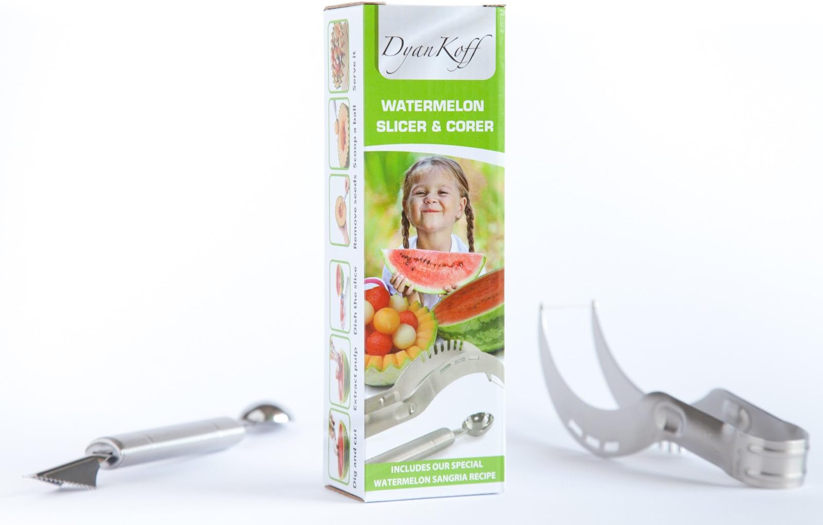 DyanKoff Watermelon Slicer & Dual Scoop Melon Baller — Premium Stainless Steel Fruit Carving Tools for Coring, Slicing and Serving – Ergonomic Non-Slip Grip