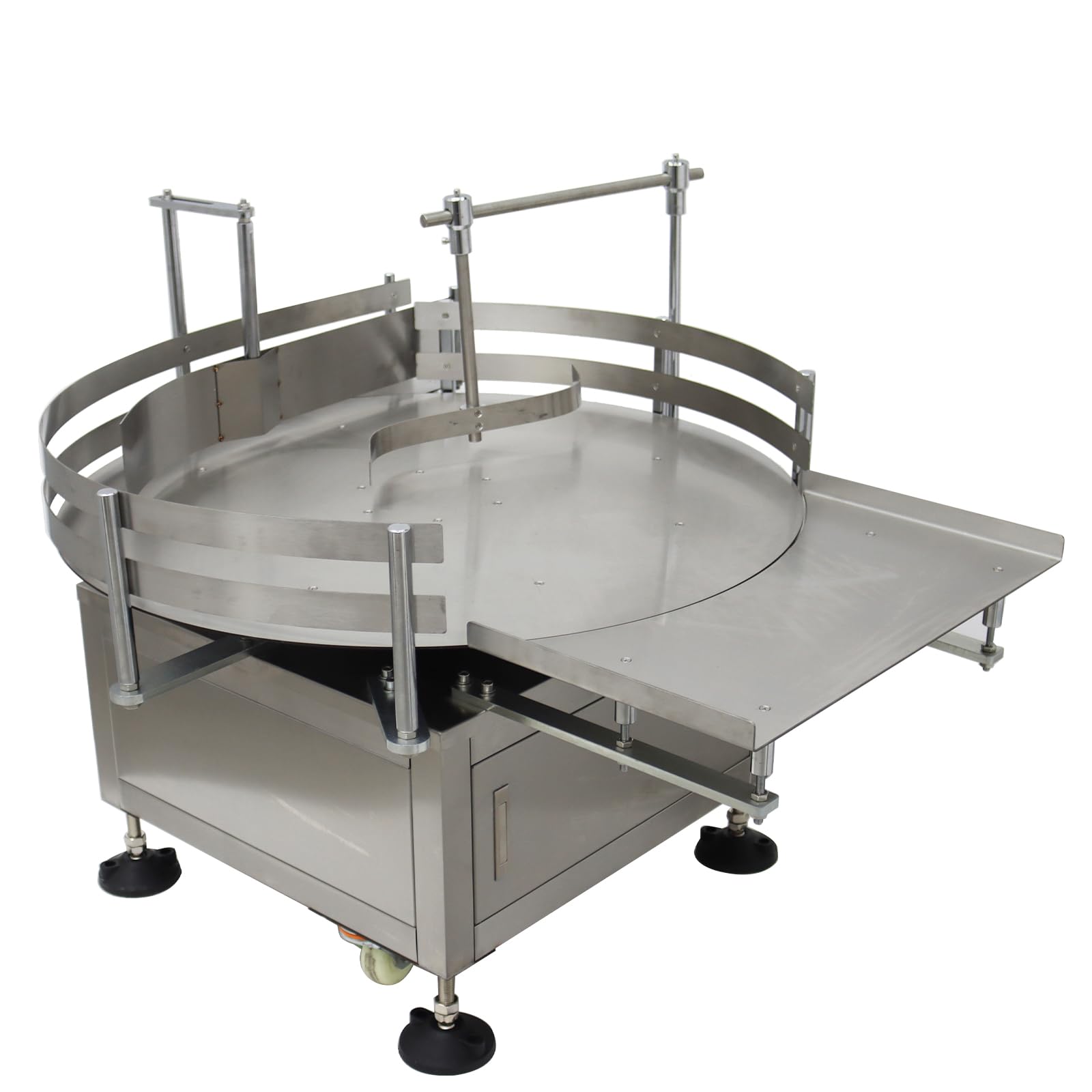 INTSUPERMAI Desktop Automatic Bottle Organizer Bottle Unscrambler Distributing Machine Transfer Conveyor Round Accumulation Table Bottle Turn Table Rotary 31.5inch 110V