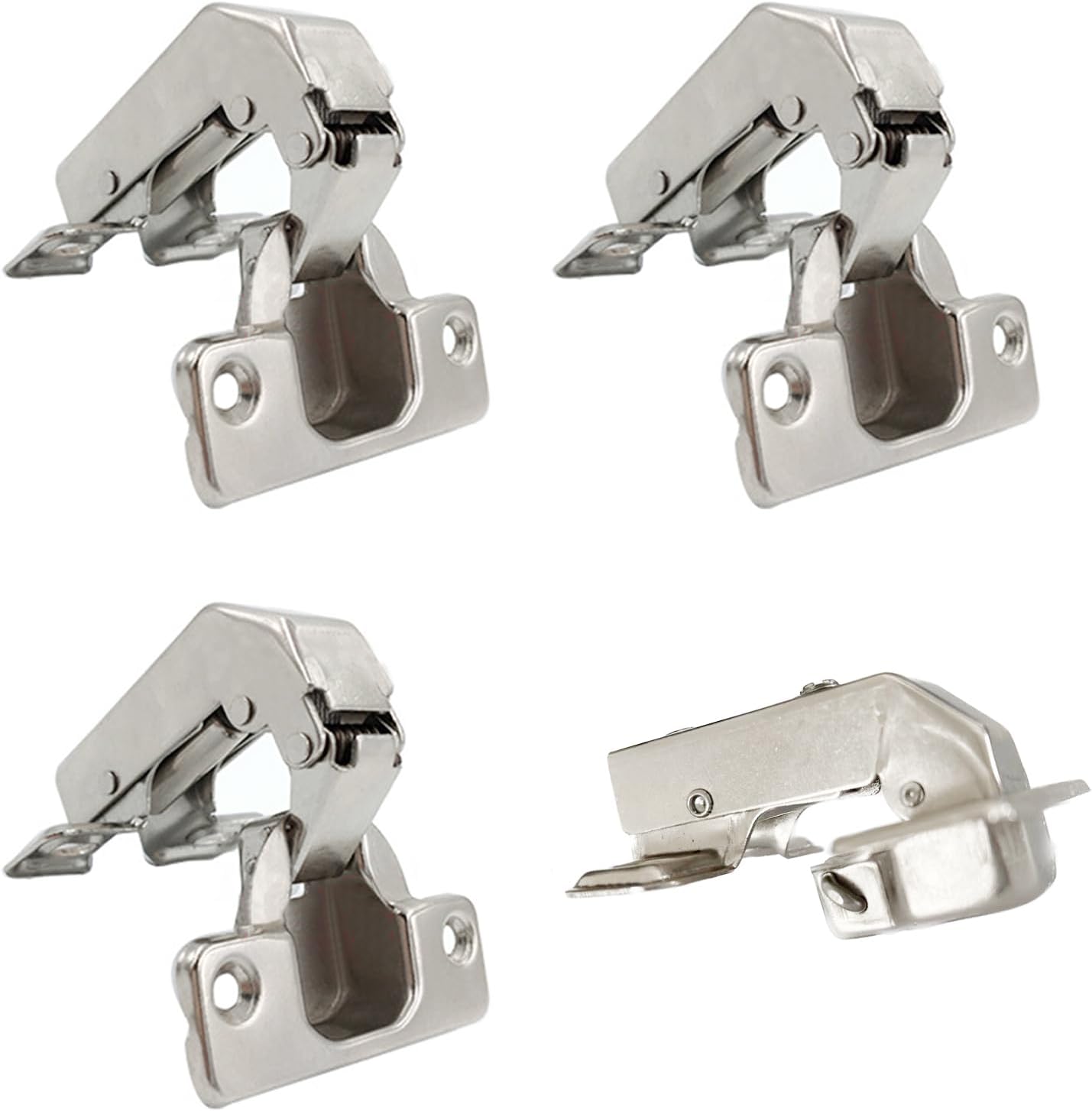 LIKERAINY 95Deg Short-arm Inset Blind Corner Hinge 35mm with Hydraulic Damper for Cabinet Door Soft Closing Stollen Hinges for Cupboard Wardrobe Doors Pack of 4
