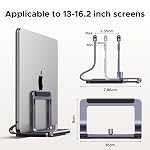 UGREEN Support vertical pour ordinateur portable 2-in-1 Support en aluminium portable Riser pour bureau pliable Non-dérapant Support de bureau réglable pour Macbook Chromebook IdeaPad 13-16" Bureau de la maison d'ordinateur Accessoires essentiels