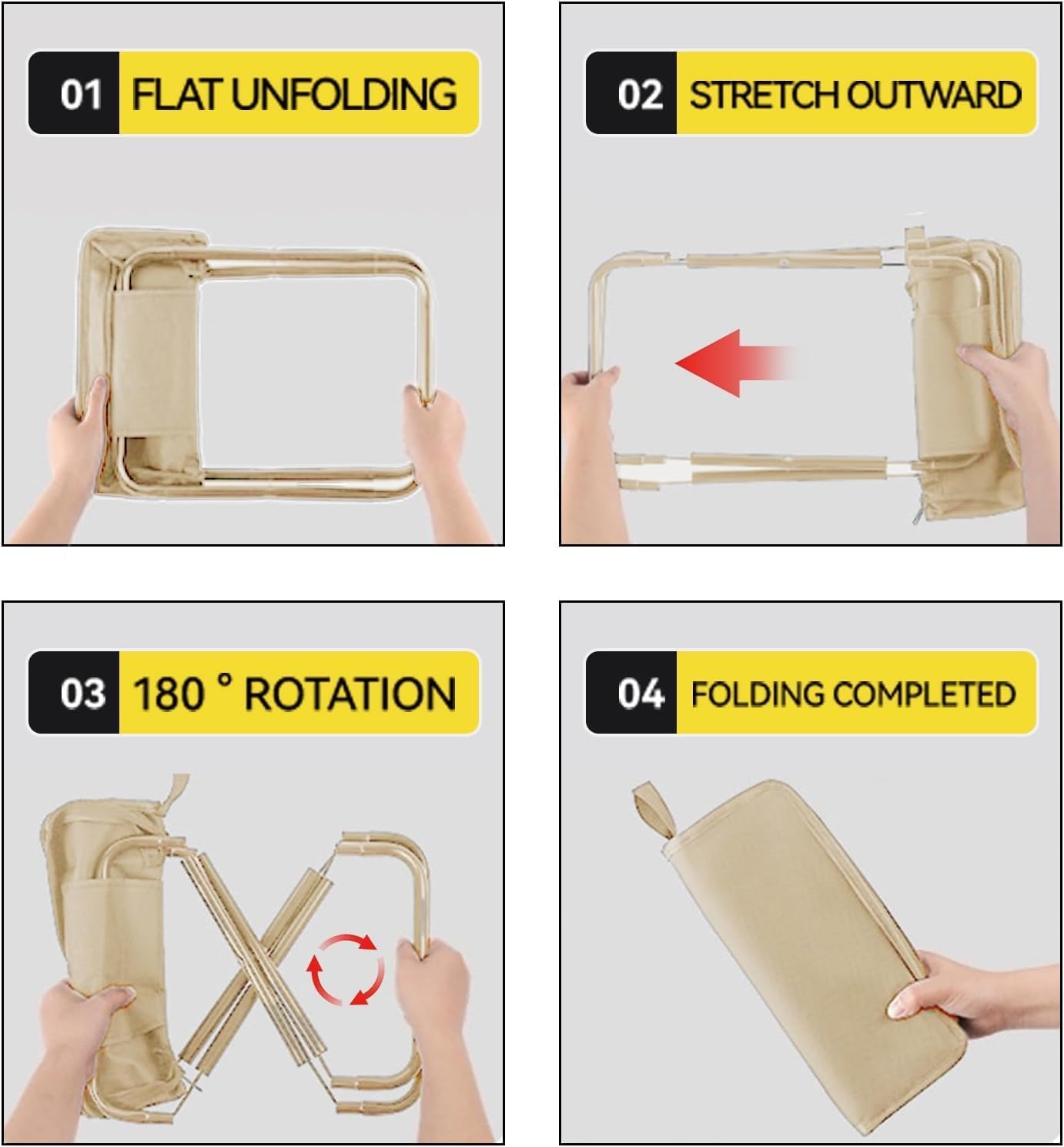 AASTIK Handbag Folding Stool, Zipper Bag Foldable Camping Chairs, Picnic Lightweight Folding Stool, Stability & Comfort Portable Camp Chairs for Beach, Backpacking