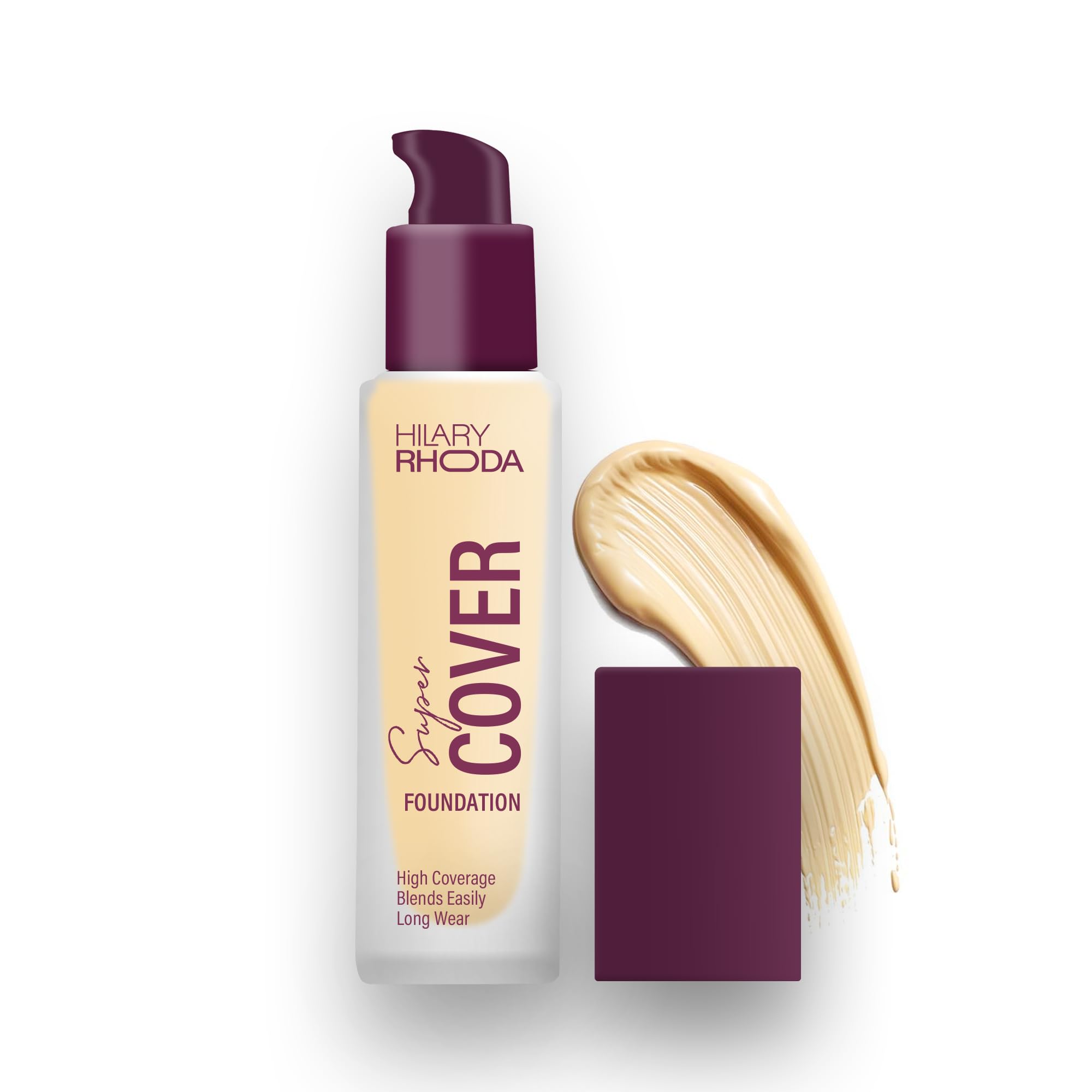 Hilary Rhoda Super Cover Foundation | Blemish Free | High Coverage & Waterproof Foundation | 24-Hour Stay & Non-Sticky Formula | Matte Finish | Blends Flawlessly | 30g (Golden Beige| Shade 04)