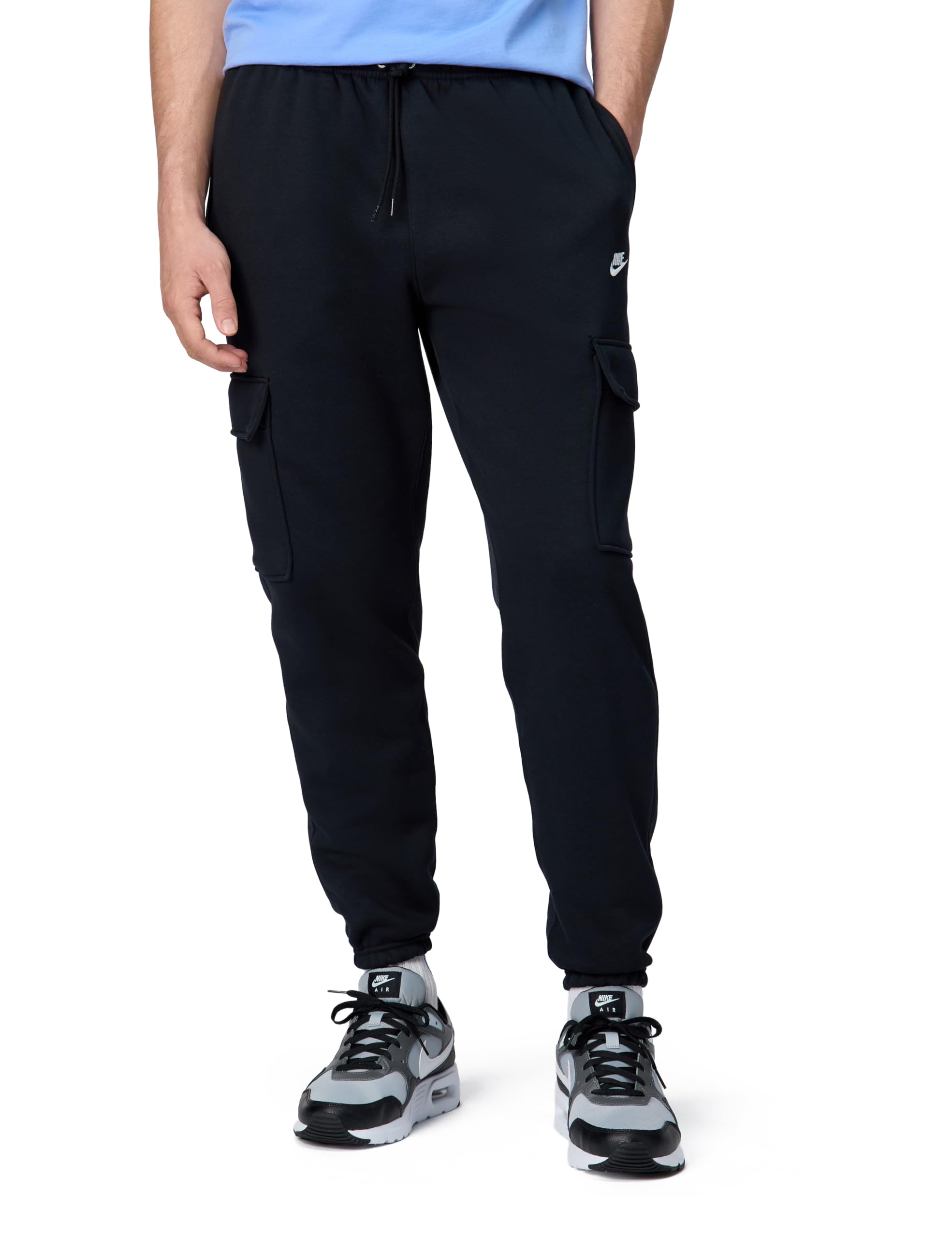 Nike Men's Grey Sportswear Club Fleece Cargo Pants - M