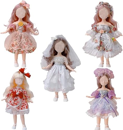SingYang Vestido de muñeca bjd de 5 piezas, vestido de muñeca inteligente de 12 pulgadas, vestido Lolita de muñeca con articulación de bola de 16