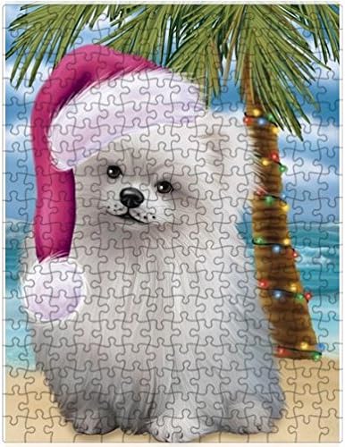Christmas Summertime Beach Pomeranian Dog Jigsaw Puzzle for Adults - Animal Printed Interlocking Puzzle Game Artwork - Gift for Dog Lover's -1000 Pcs 29.5"x19.7", PZLE63583