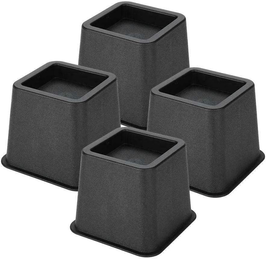 LKOP 4PCS Adjustable Bed Riser ,Black Bed risers Home goods Home furniture Furniture risers Bed accessories Furniture movers Furniture levelers Bed risers Bed riser Desk risers Adjustable table legs