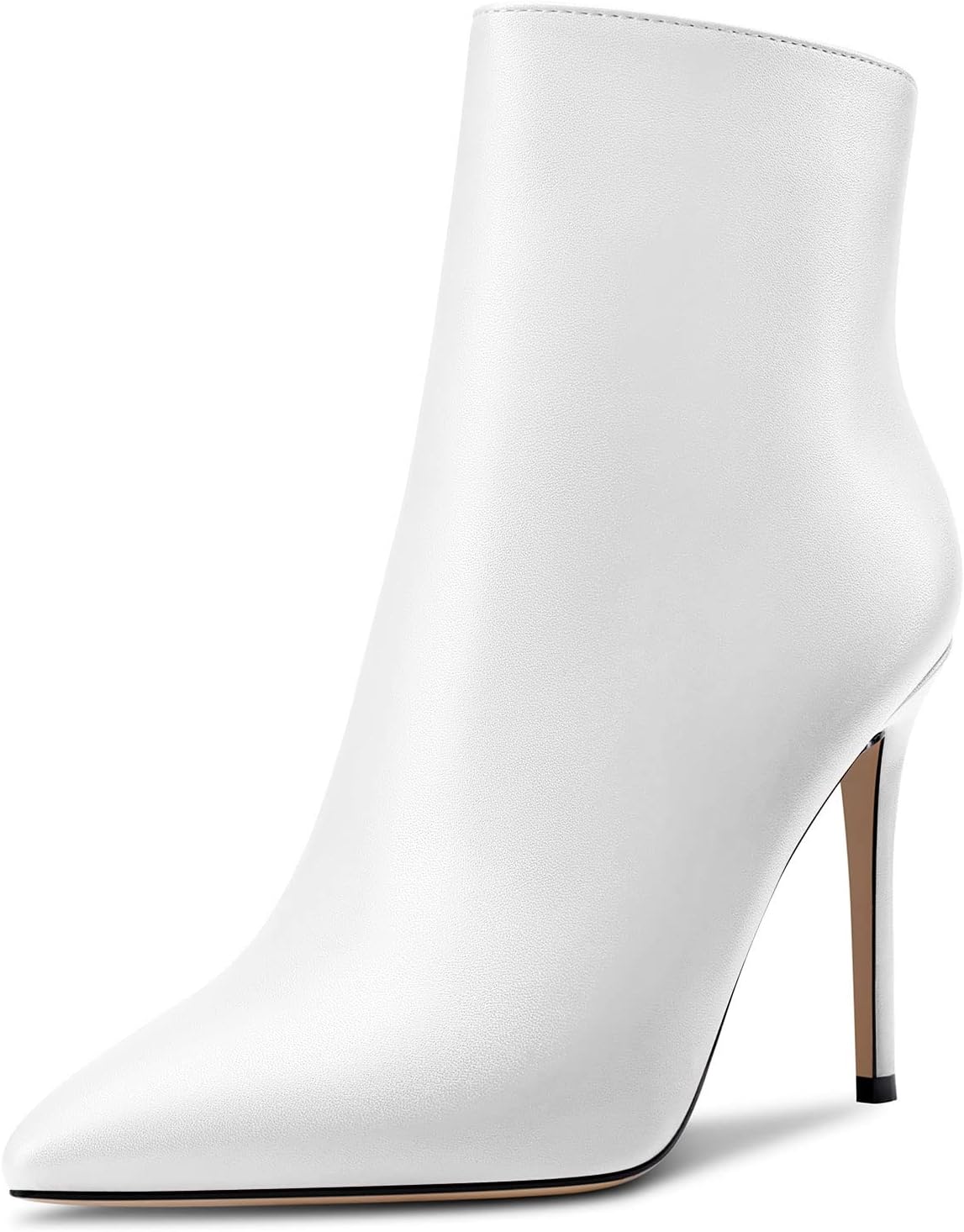 Aachcol Women Ankle Boots Short Bootie Close Pointed Toe Stiletto High Heel Dress Shoes Matte Zipper Sexy 4 Inch