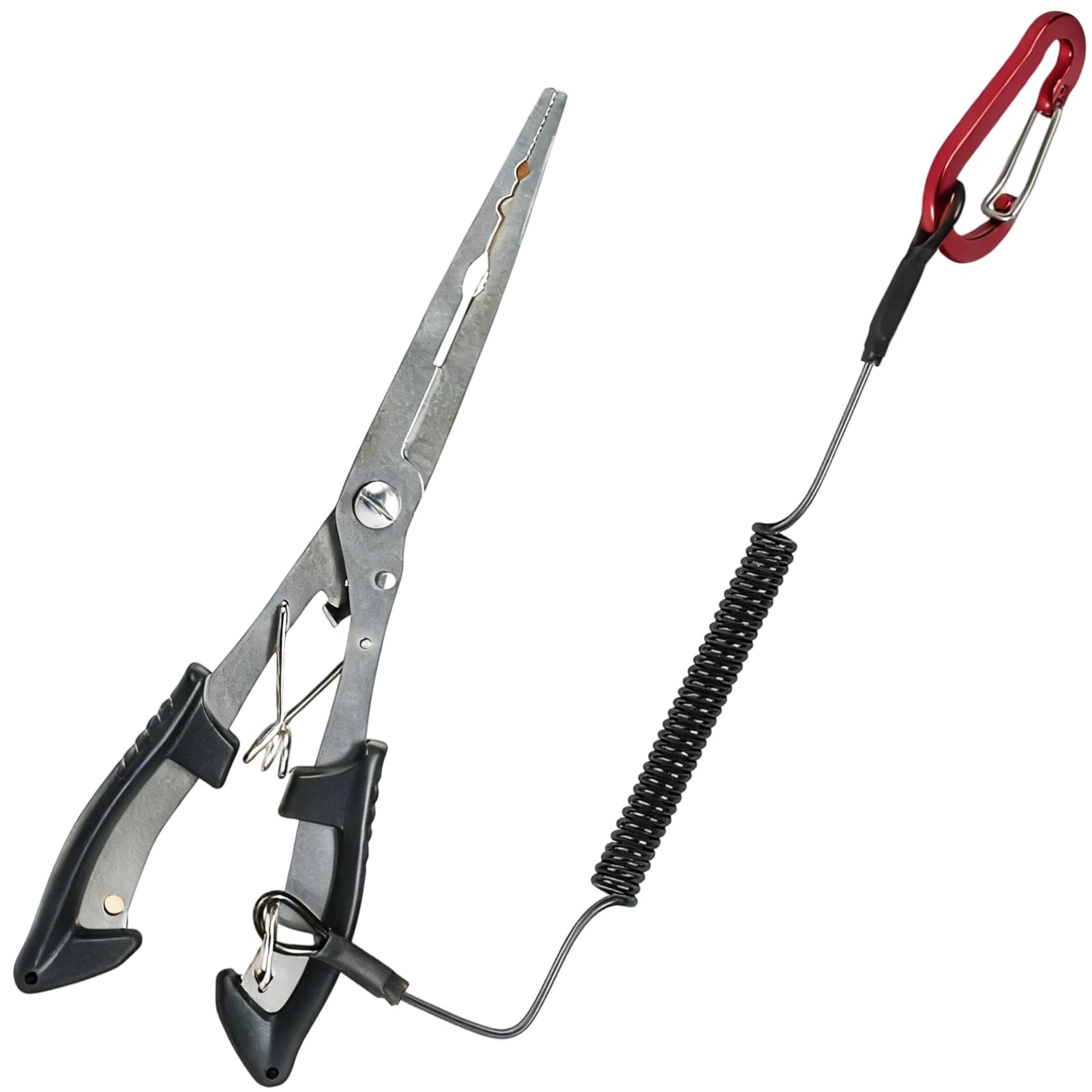 Pinza de pesca de acero inoxidable, Alicates de punta larga con cordón de seguridad para pesca en agua dulce y salada