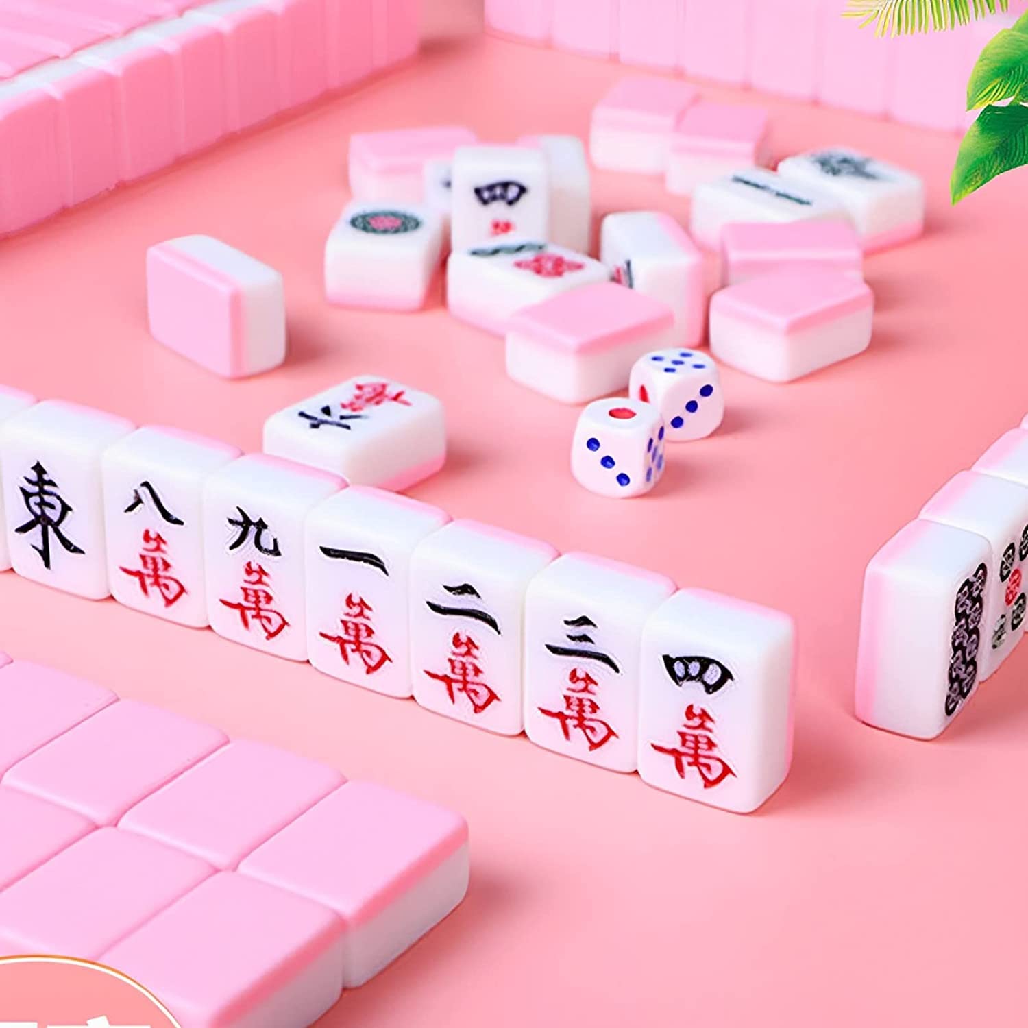 Hperu Mini Mahjong Chinois 144 Tuiles – Boîte Marron Portable – Jeu Voyage Camping – Set Léger Pour Réunions Familiales