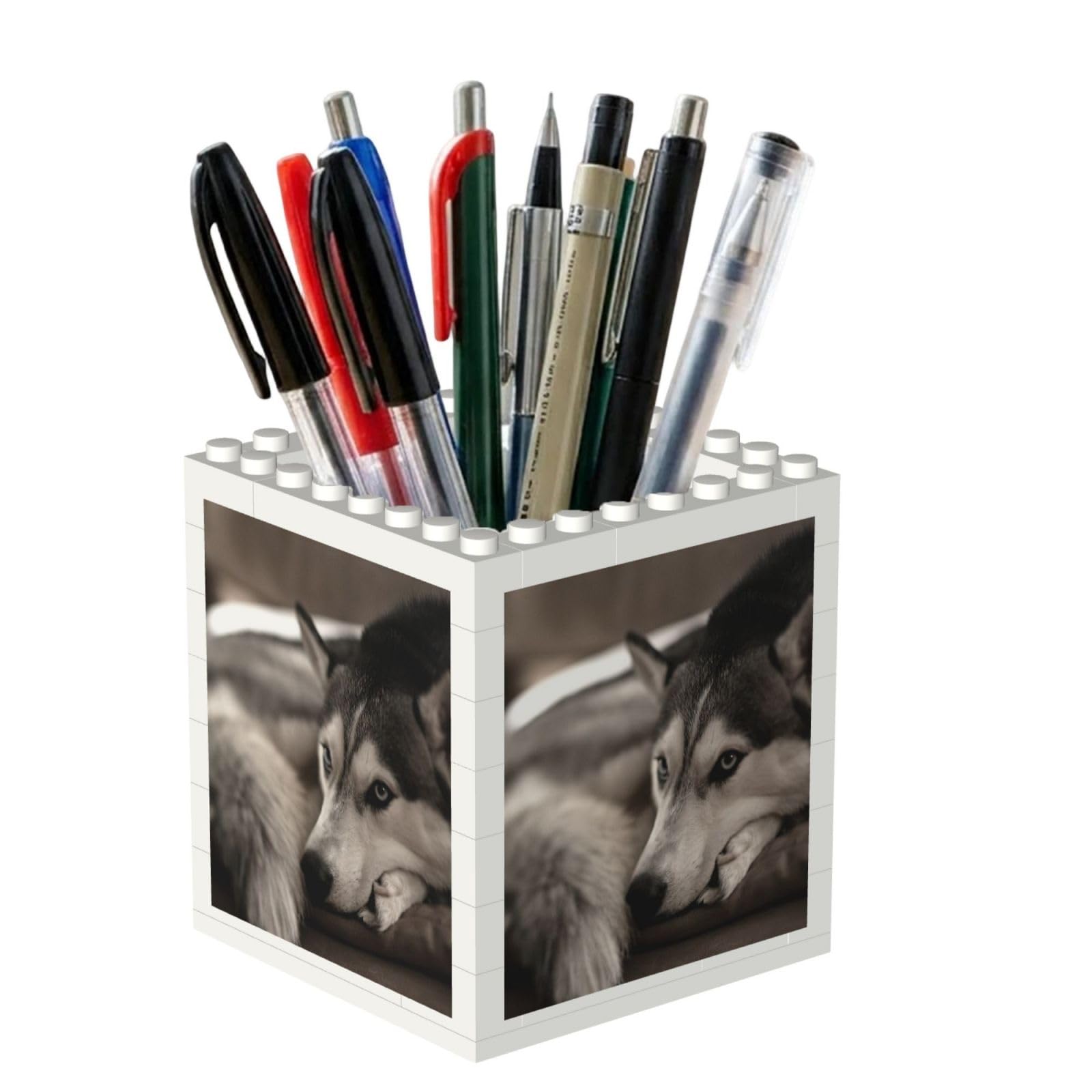 Poadnly Husky Dog, Pen Pot Pencil Holder for Office Home School, Compact Desk Organiser for Office Stationery