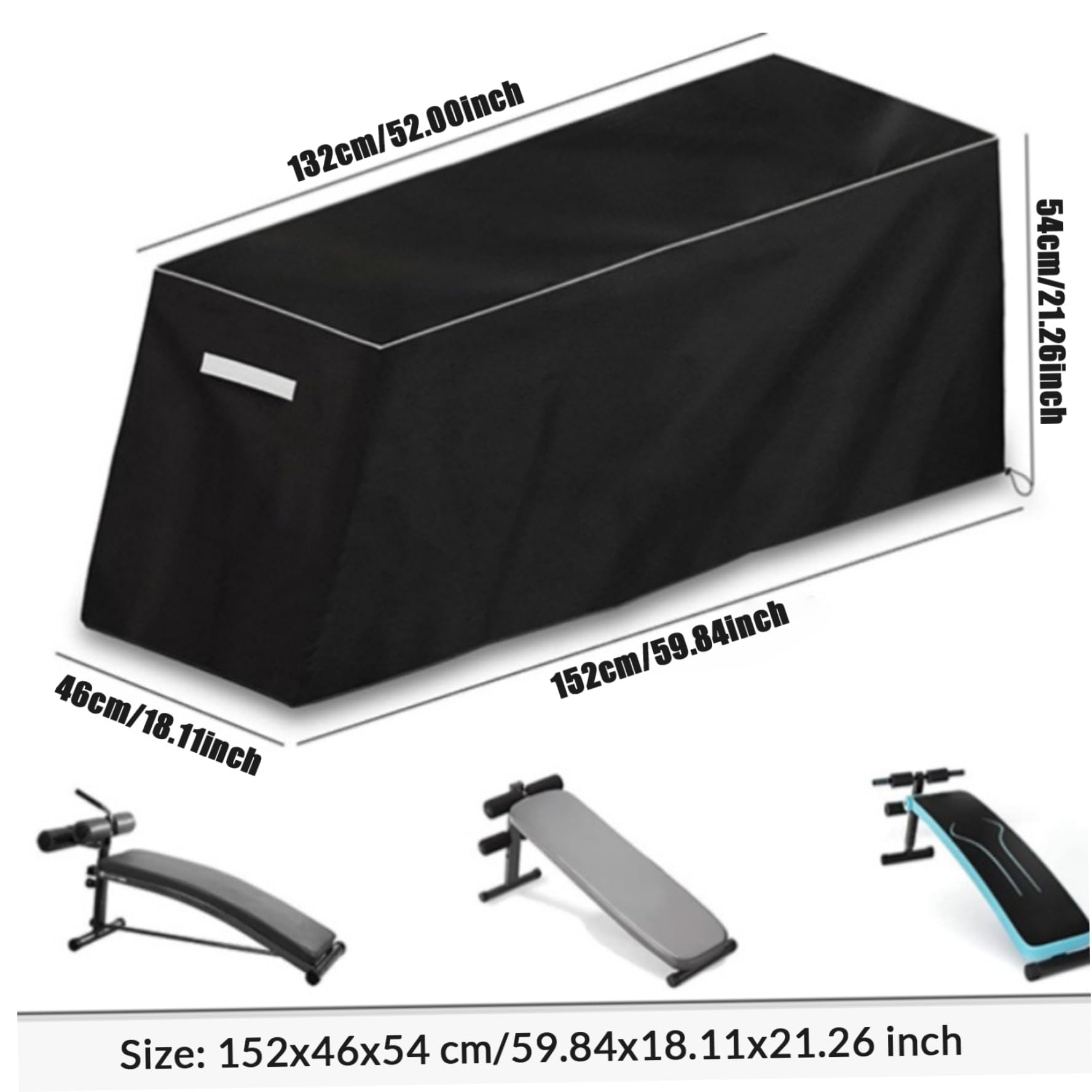 Cubierta de banco de peso 60x18x21 pulgadas Oxford Path Tourproof A entrenamiento de banco de entrenamiento con polvo con ventilación y cordón