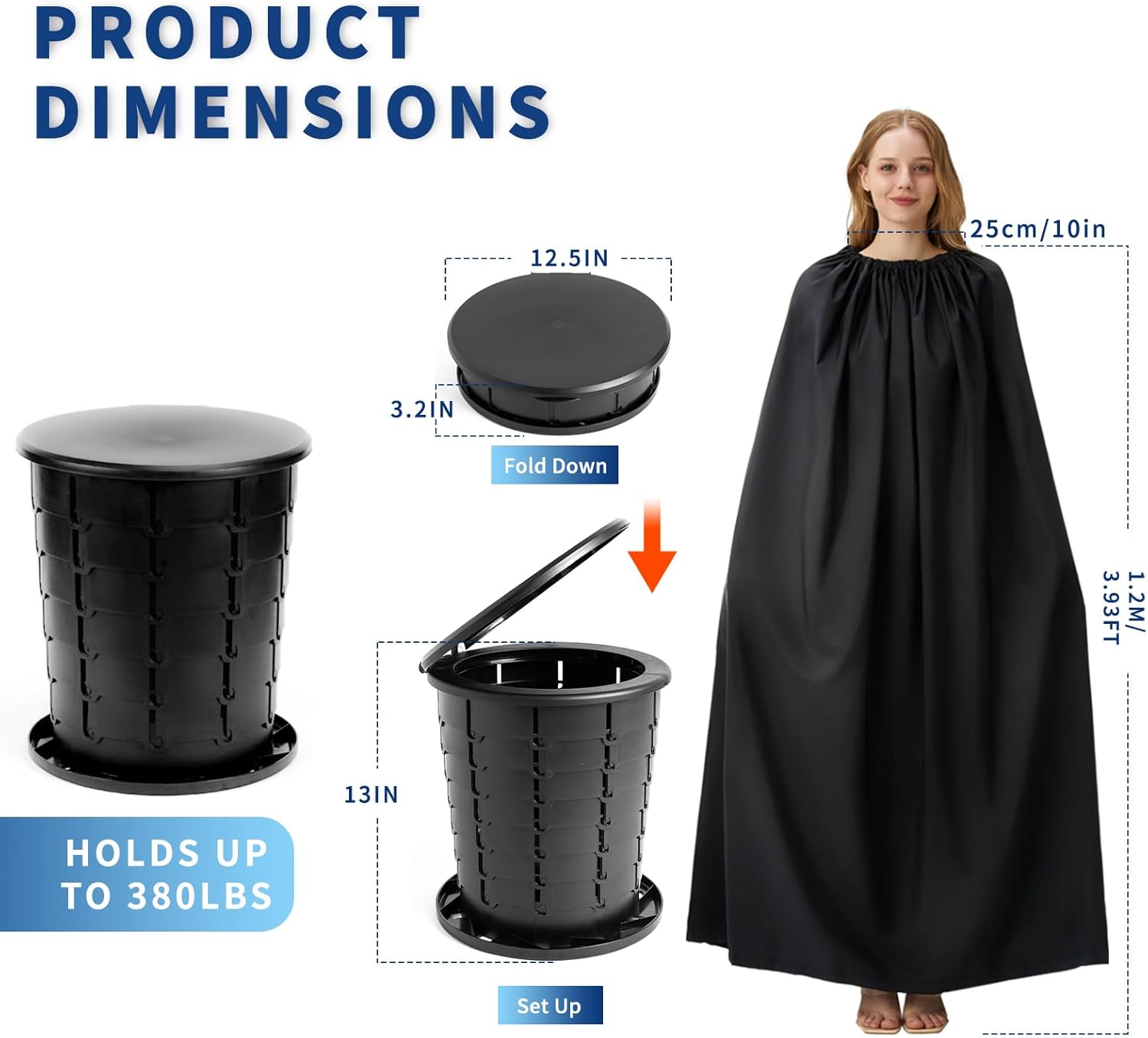 Portable Toilet Kit for Adults, Retractable Camping Toilet with Wearable Privacy Tent Outdoor Travel Toilet with Privacy Shelters Folding XL Potty with Adjustable Height for Hiking,Car,RV Portable Toilet Kit for Adults, Retractable Camping Toilet with Wearable Privacy Tent Outdoor Travel Toilet with Privacy Shelters Folding XL Potty with Adjustable Height for Hiking,Car,RV