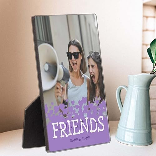 Miniatura 3 de Marco de fotos personalizado personalizado The Best of Friends Placa de fotos púrpura
