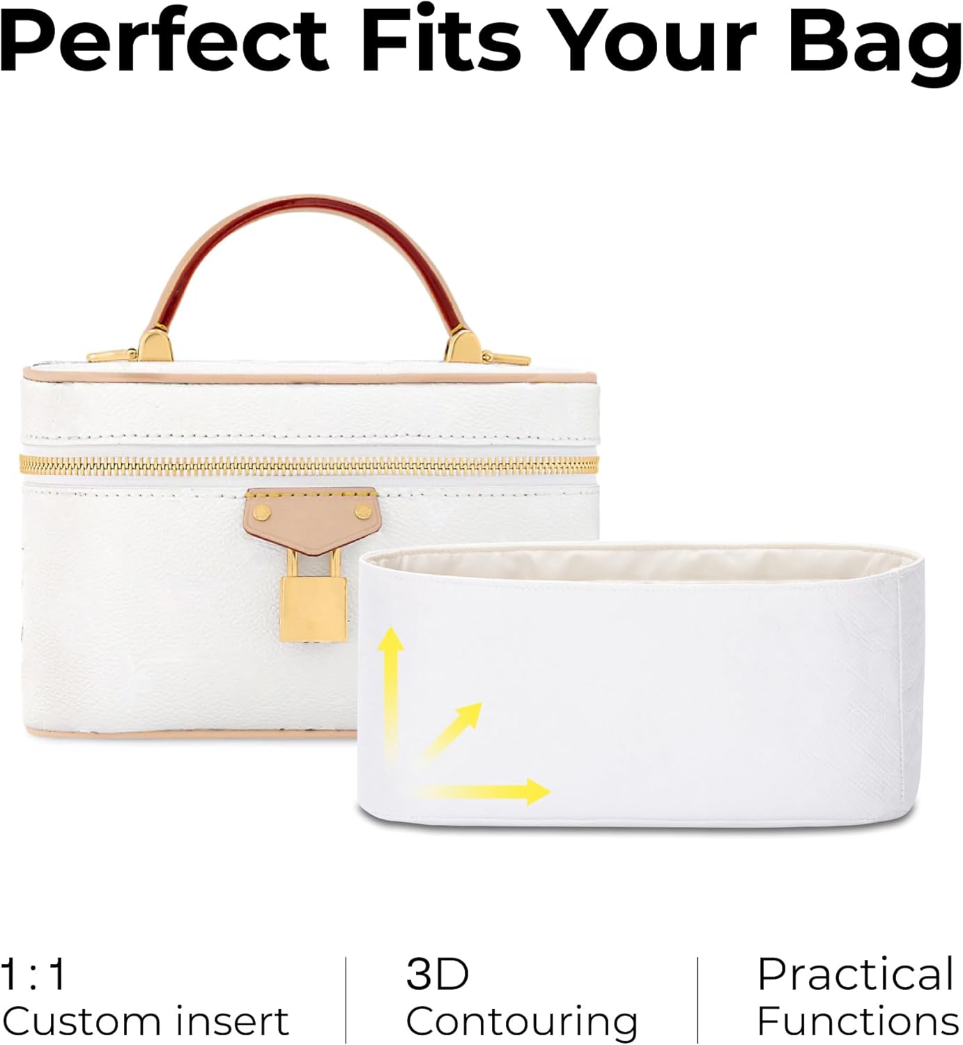 Purse Organizer Insert for LV VANITY CHAIN POUCH Handbag, Custom Fit Inside Premium Craie Lightweight WaterResistant Tote Bag Insert - Image 3