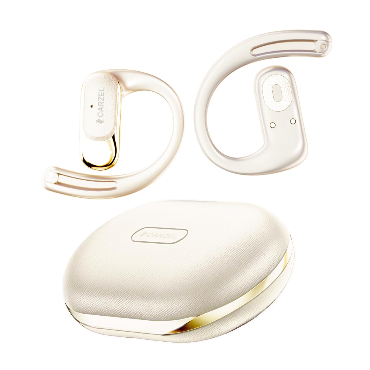 CARZEL オープンイヤーイヤホン ブラック アイボリー Amazon.co.jp: 2026最新 オープンイヤーイヤホン 耳を塞がない 軽量