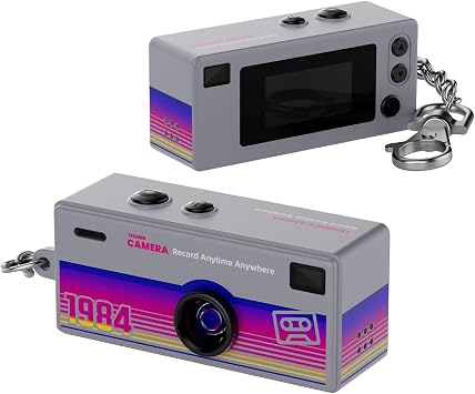 Keychain Camera 1984 1080P HD Mini Thumb Camera 130  Wide Angle Lens Retro Pocket Camcorder TFT LCD Screen Retro Digital Camera for Students Travel Video Bloggers