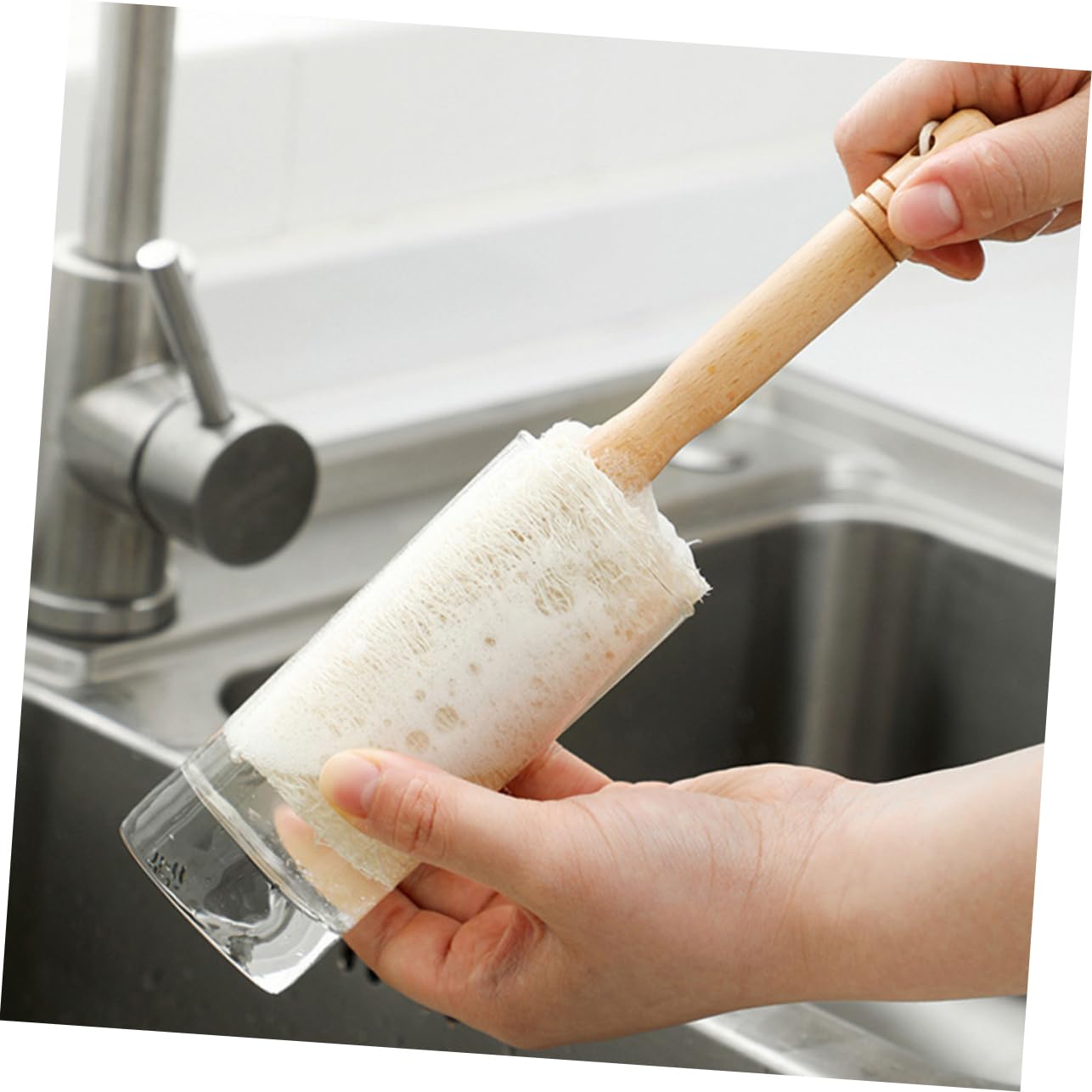 PRETYZOOM Lot De 5 Brosses De Nettoyage pour Tasses avec Manche en Bois pour Bouteilles Deau Et Ustensiles De Cuisine (3 Pièces X 5)