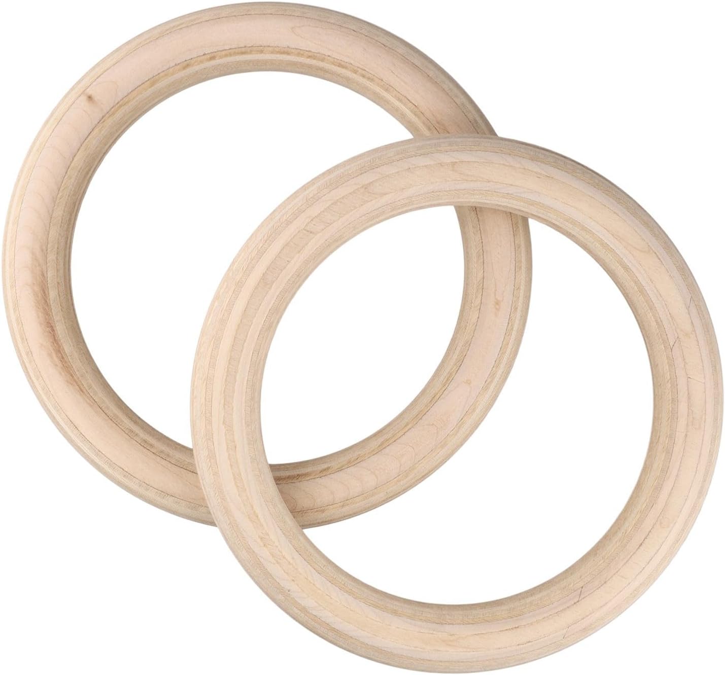 2PCS Gymnastics Rings Birch Wood Gym Rings with Adjustable Straps for Home Gym Training, Workout, Calisthenics, Pull Up, Non-Slip Sweat-Absorbent Exercise (25mm 19cm)