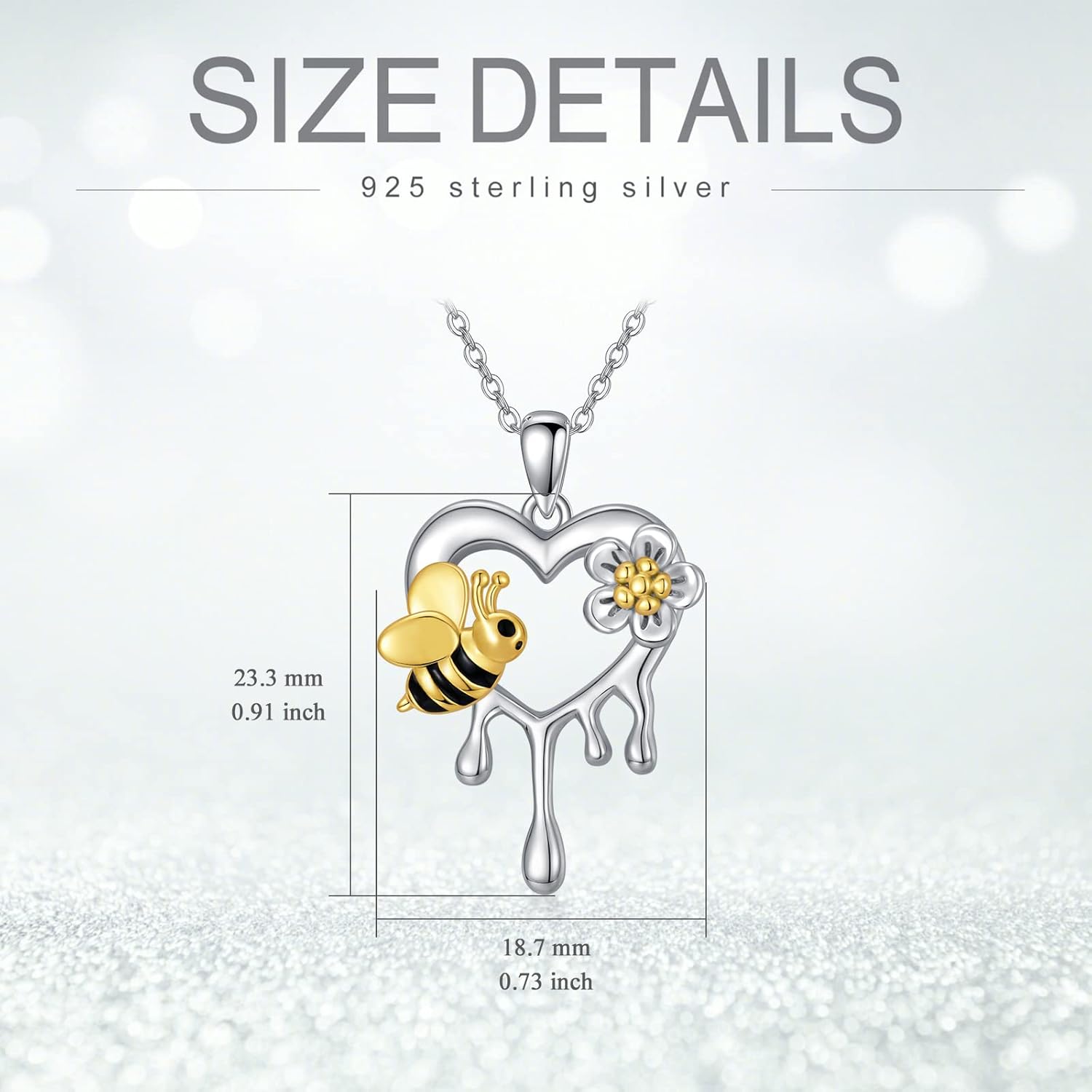 Bee Necklace Sterling Silver Infinity Love Pendant Necklace with Rose Flower Jewelry Gifts for Women Teens - Image 5