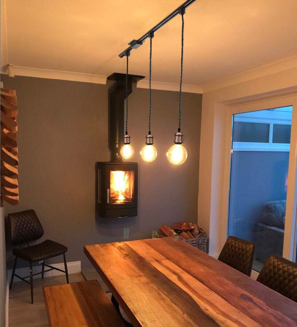 Kiven Industrial Mini Pendant Light Single Vintage Socket E26 E27 Lampholder Black Woven Fabric Pendant Light Hanging Light Kit