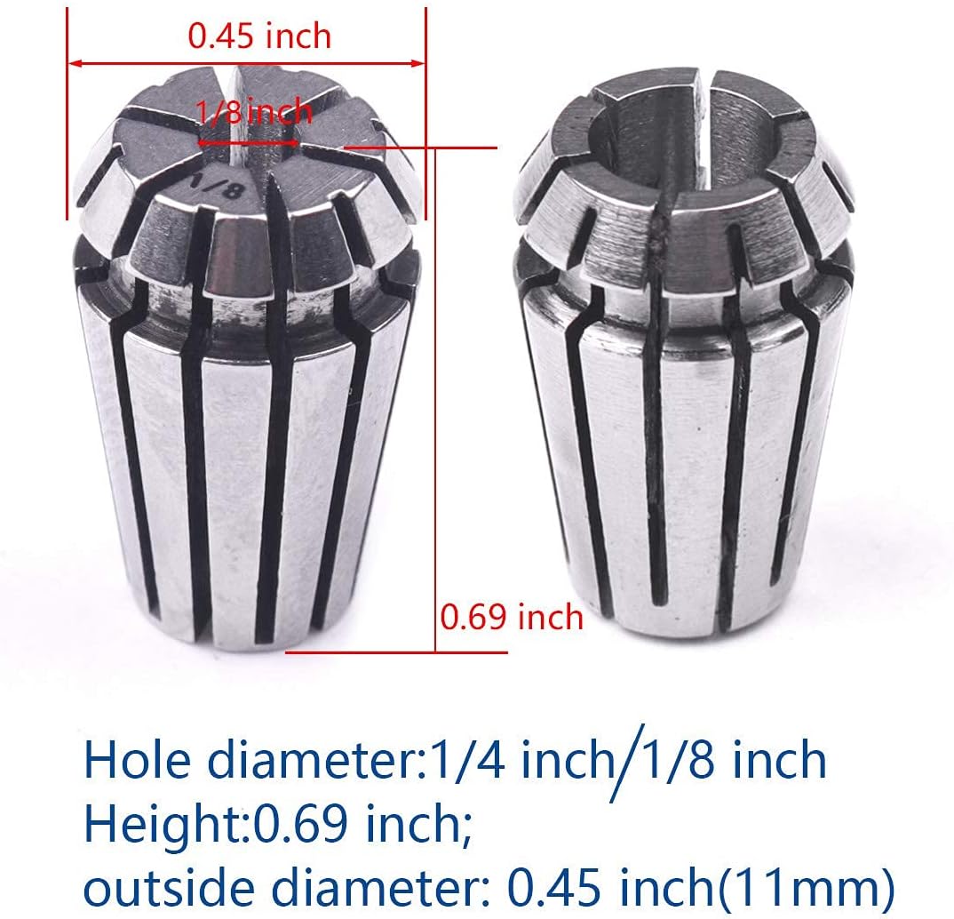 ATOPLEE ER11 Collet Set,High Precision 1/8 inch and 1/4 inch Spring Collet Set for CNC Engraving Machine and Milling Lathe Tool .0008 Accuracy(Two sizes)