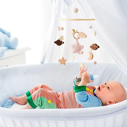 Miniatura 7 de Cuna móvil musical para bebé con música y luces, función de temporizador, proyección, sonajero para llevar y caja de música para bebés, niños y