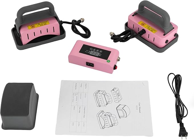 Termofijadora para Gorras, Camisetas y Bolsos, Prensa de Calor Portátil con Base, Control de Temperatura y Tiempo (Rosa) miniatura 7