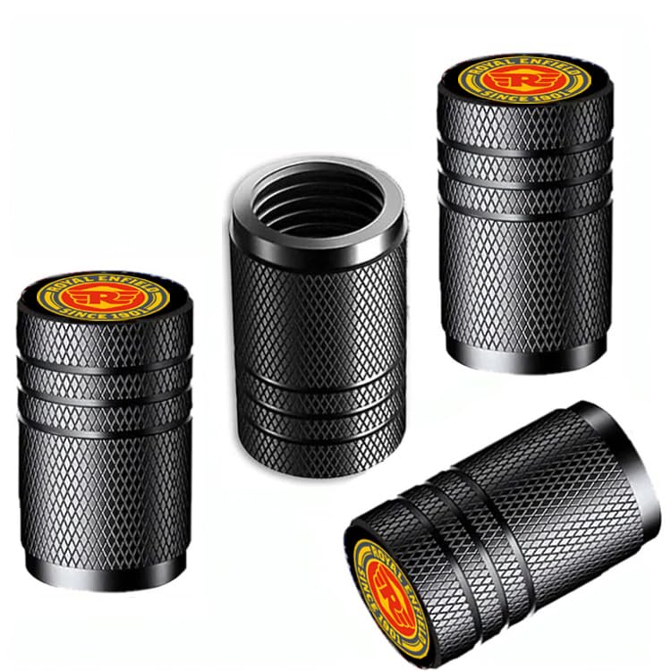 Image of Car Tyre Valve Caps - Luxurious Metal Car Accessories 2025 | Durable Valve Stem Air Covers with Logo | Stylish Car Wheel Cap Fit (Royal EN Field)