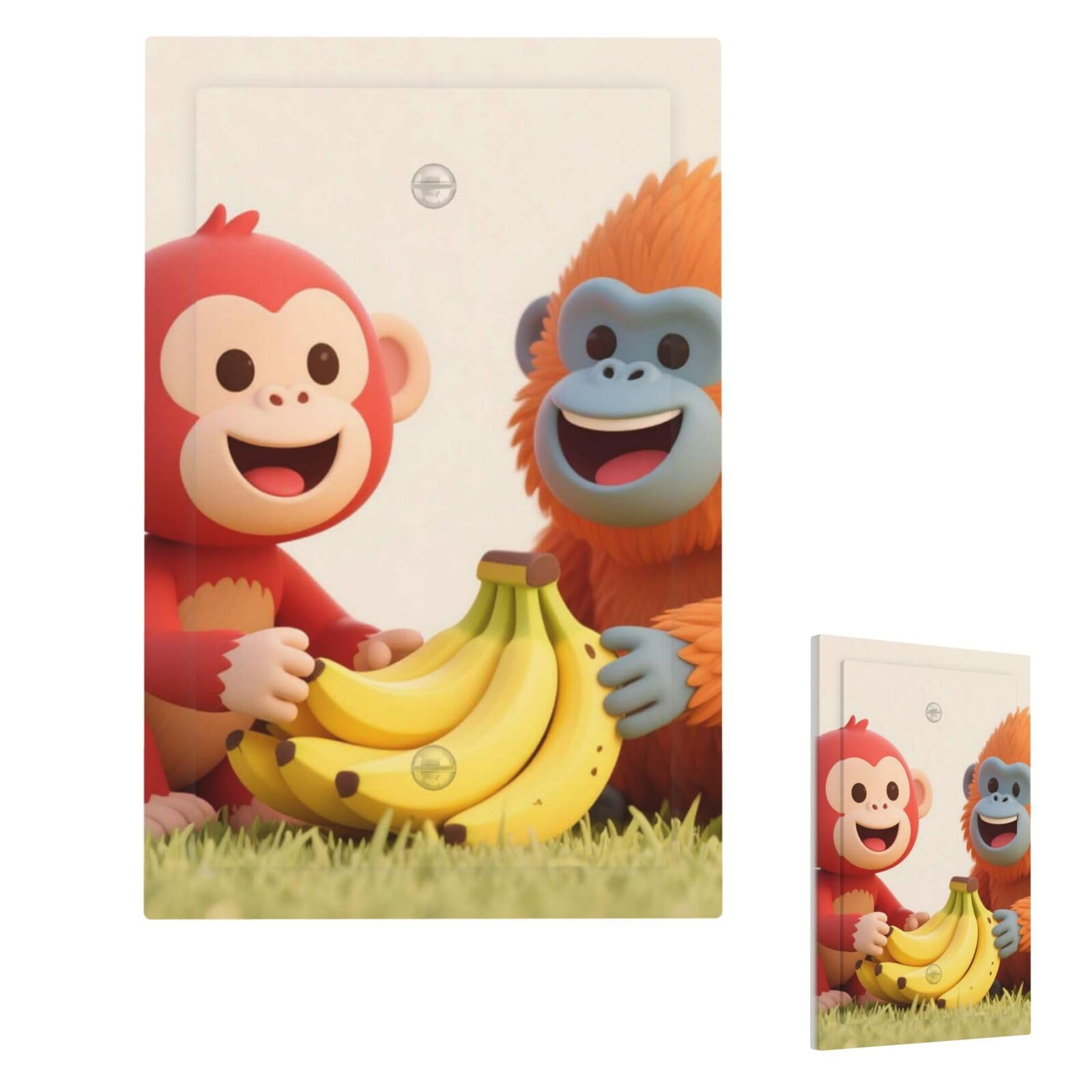 Fekiloot Single Blank Red Monkey Orangutan Banana Wall Plate Cover Modern Decorative 1 Gang Light Switch Cover Unbreakable Receptacle Outlet Covers For Living Room Bedroom Home Decor