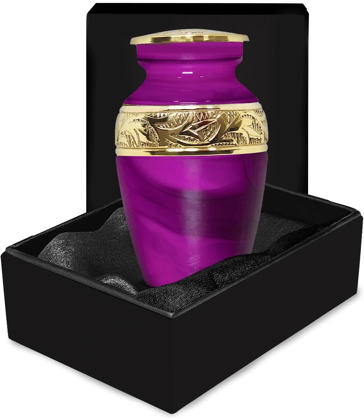 Small Urns for Human Ashes Keepsake – Handcrafted Blue Memorial Urn with Brass Accent – Mini Keepsake Urn for Men and Women – Remembrance Urn (Small)