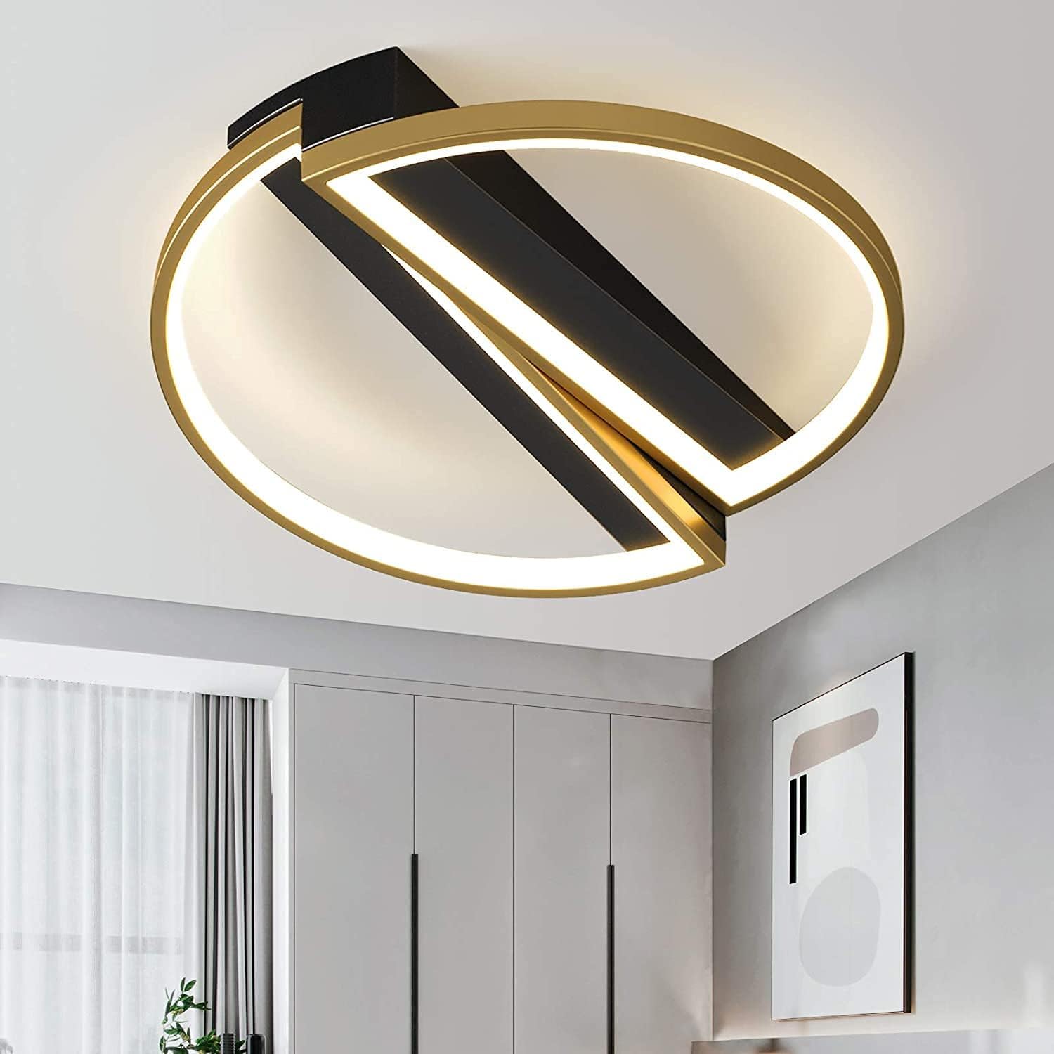 Plafonnier LED dimmable noir moderne avec télécommande pour plafond de chambre - 3