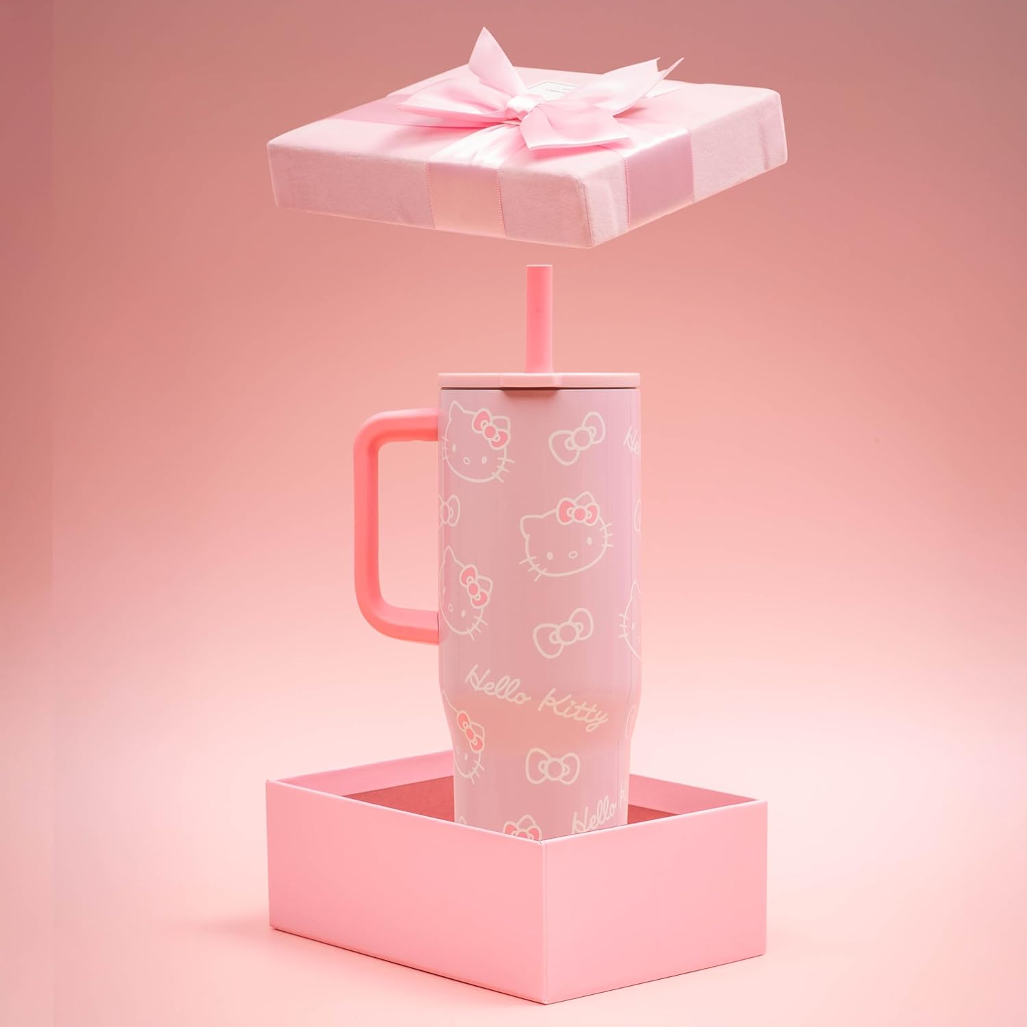 Zak Designs Sanrio Sutton Travel Tumbler for On the Go, 30oz Stainless Steel with Vacuum Insulation, Silicone Straw, and Carry Handle for Cold Drinks (Hello Kitty) - Image 9