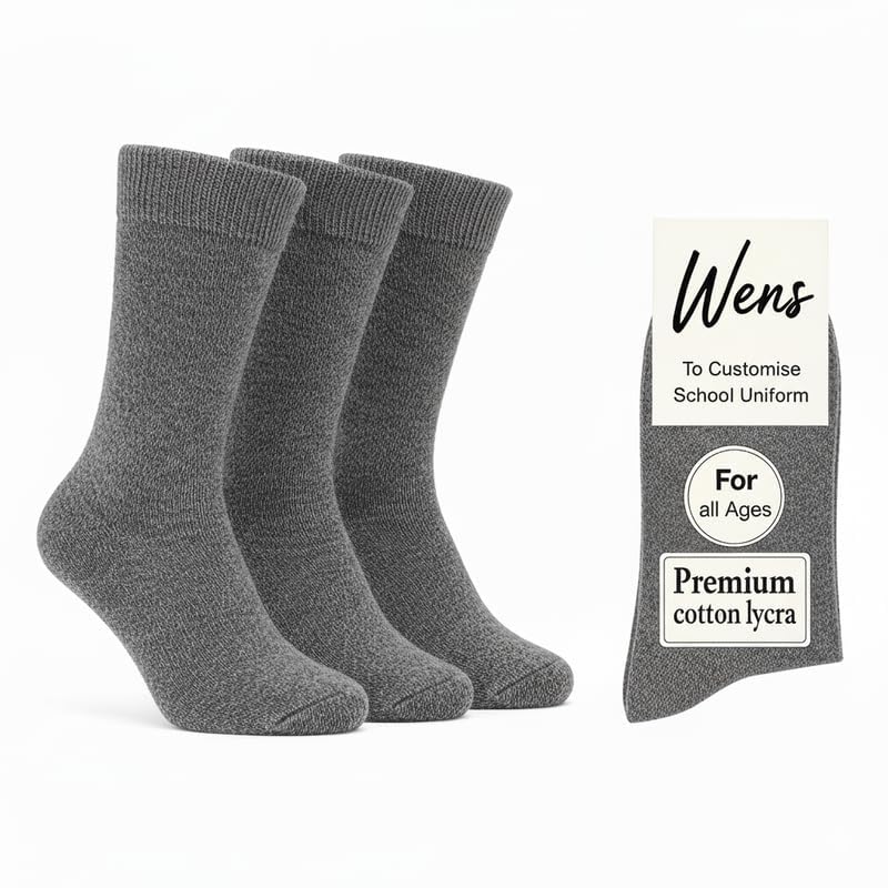 Image of Wens Plain Dark Socks for Girls, Boys, Kids & Men of All Ages (Pack of 3) | Heavy Elastic, Streachable & Comfortable Fit