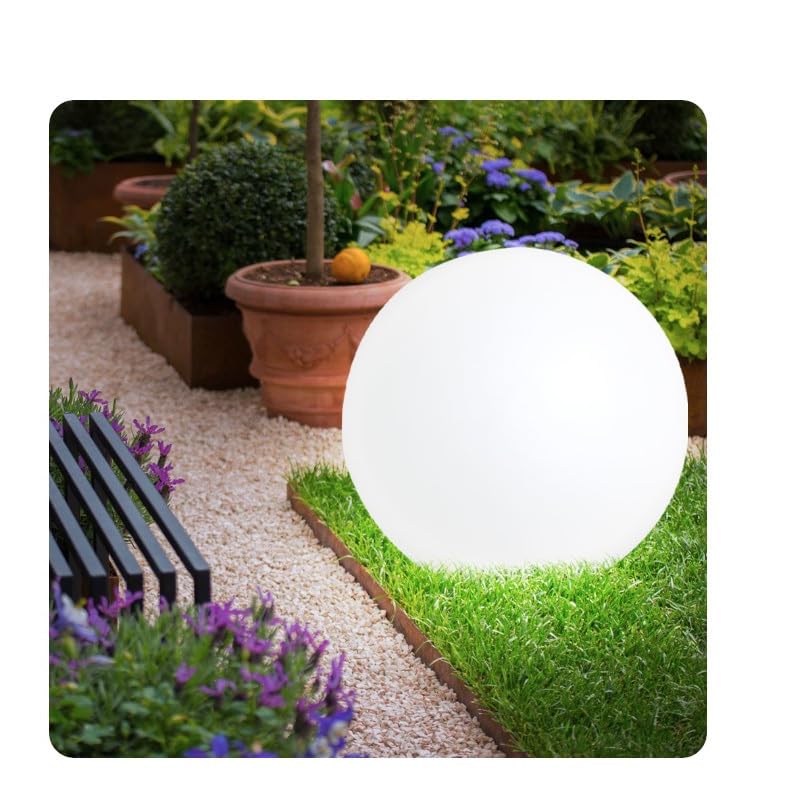 UNIVERSO LAMPADA A SFERA BIANCA DA GIARDINO 40CM CON ATTACCO E27 MAX 25W DA INTERNO ED ESTERNO IP65